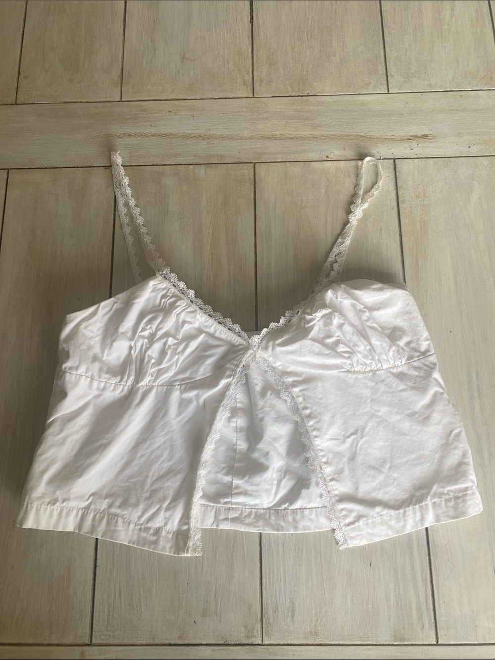 Majorelle White Cropped Lace Trim Top Small
